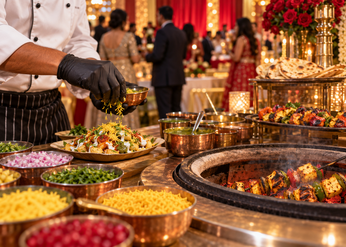 Fresh Indian food prepared at a live onsite catering station